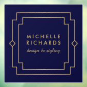 Elegante Art Deco Beruflich Navy/Gold Fensteraufkleber (Blatt 3)