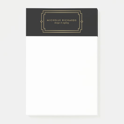 Elegante Art Deco Berufliches Schwarzes Meer Post-it Klebezettel (Vorderseite)