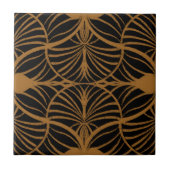 Elegante Art Deco Brown & Black Gouache Scallops Fliese (Vorderseite)