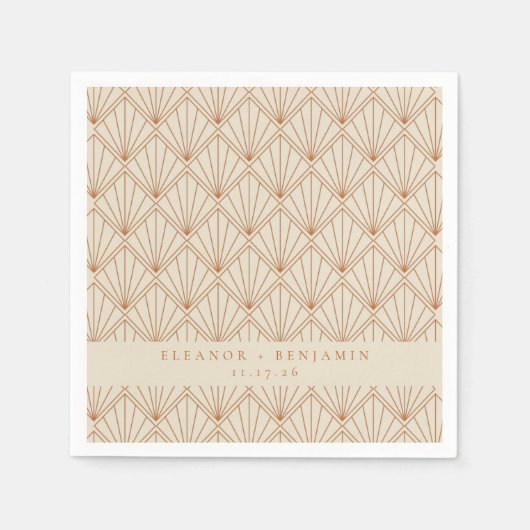 Elegante Art Deco Burnt Orange Custom Wedding Serviette (Vorderseite)