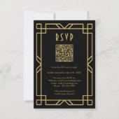 Elegante Art Deco Classic Beige Gold Black QR RSVP Karte (Vorderseite)