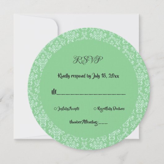 Elegante Art Deco Damask Formal Round Wedding RSVP Einladung (Vorderseite)