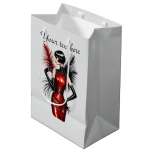 Elegante Art Deco Dame anpassbar Mittlere Geschenktüte