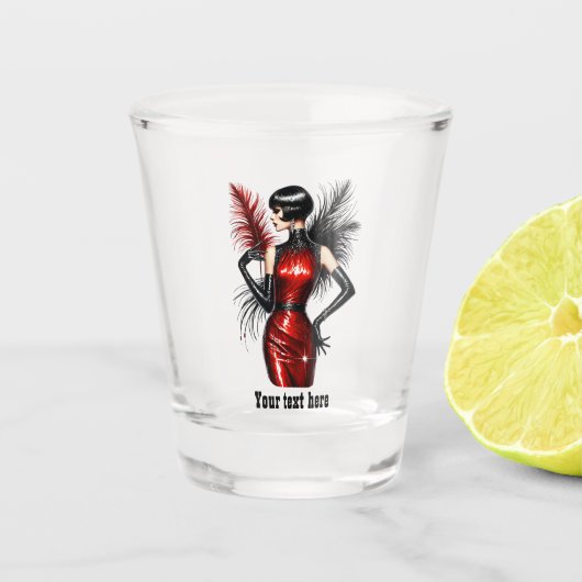 Elegante Art Deco-Dame anpassbar Schnapsglas (Vorderseite)