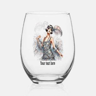 Elegante Art Deco-Dame anpassbar Weinglas Ohne Stiel