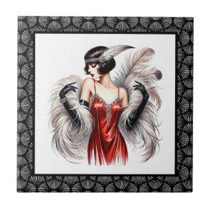 Elegante Art Deco Dame Fliese