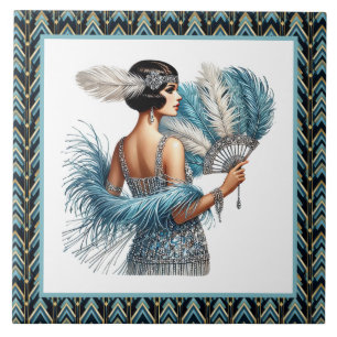 Elegante Art Deco Dame Fliese
