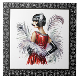 Elegante Art Deco Dame Fliese
