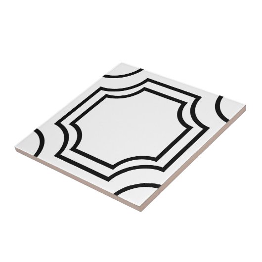 Elegante Art Deco Einfache Geometrische Schwarz-we Fliese (Seite)