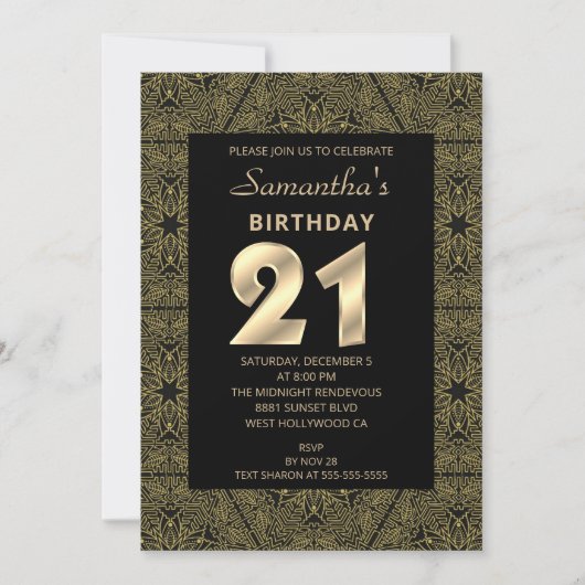 Elegante Art Deco Einladung (Vorderseite)