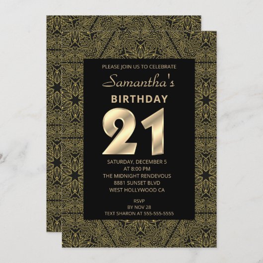 Elegante Art Deco Einladung (Vorne/Hinten)