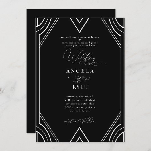 Elegante Art Deco Einladung (Vorne/Hinten)