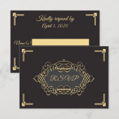 Elegante Art Deco Empfang RSVP Karte (Vorne/Hinten)