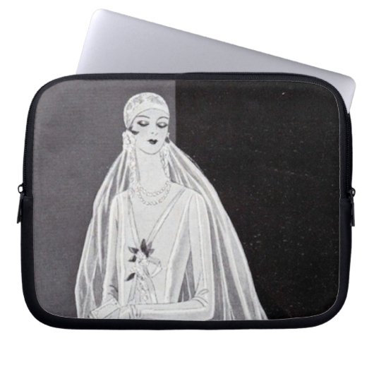 Elegante Art Deco Flapper-Braut-Illustration Laptopschutzhülle (Vorderseite)