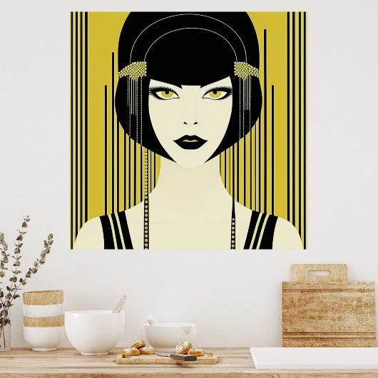 Elegante Art Deco Flapper Poster (Küche)