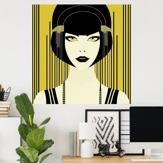 Elegante Art Deco Flapper Poster (Heimbüro)