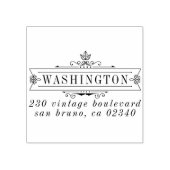 Elegante Art Deco Frame Familienname Rücksendeadre Gummistempel (Prägung)