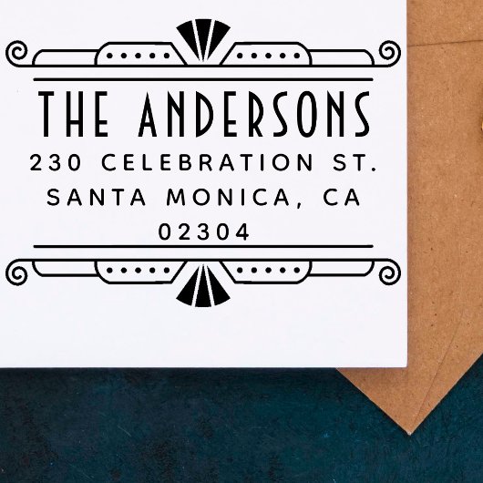 Elegante Art Deco Frame Familienname Rücksendeadre Permastempel