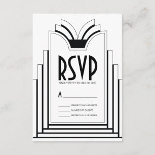 Elegante Art Deco Frame Retro Wedding RSVP Karte