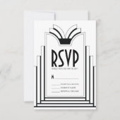 Elegante Art Deco Frame Retro Wedding RSVP Karte (Vorderseite)