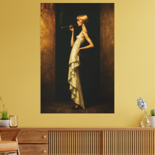 Elegante Art Deco Frau Vintage Glamour-Porträt Leinwanddruck