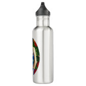 Elegante Art Deco Frauen mit großer Blume Kunst, D Edelstahlflasche (Rechts)