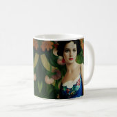 Elegante Art Deco Frauen mit großer Blume Kunst, D Kaffeetasse (VorderseiteRechts)