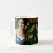 Elegante Art Deco Frauen mit großer Blume Kunst, D Kaffeetasse (Vorderseite Links)