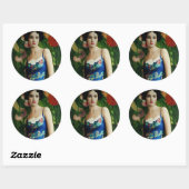 Elegante Art Deco Frauen mit großer Blume Kunst, D Runder Aufkleber (Blatt)