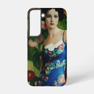 Elegante Art Deco Frauen mit großer Blume Kunst, D Samsung Galaxy Hülle