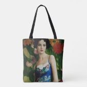 Elegante Art Deco Frauen mit großer Blume Kunst, D Tasche (Rückseite)