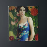 Elegante Art Deco Frauen mit großer Blume Kunst, D Wandteppich<br><div class="desc">Gefühl extravagant? Dieses Meisterwerk im Art-Déco-Stil ist ein echtes Highlight! Die rauschenden 20er mögen vorbei sein,  aber der Glamour lebt in diesem atemberaubenden Stück weiter. Die aufwändigen Details und die lebhaften Farben der Blume werden Ihnen Gefühl wie ein echter Gatsby verlassen.</div>