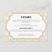 Elegante Art Deco Gatsby 1920er Hochzeitsdetails Begleitkarte (Vorderseite)