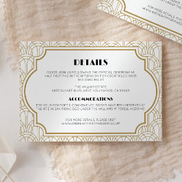 Elegante Art Deco Gatsby 1920er Hochzeitsdetails Begleitkarte