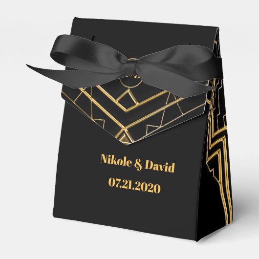 Elegante Art Deco Gatsby Gastgeschenk Hochzeit Box Geschenkschachtel (Vorderseite)