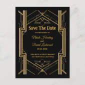 Elegante Art Deco Gatsby Save the Date Ankündigungspostkarte (Vorderseite)