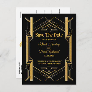 Elegante Art Deco Gatsby Save the Date Karte