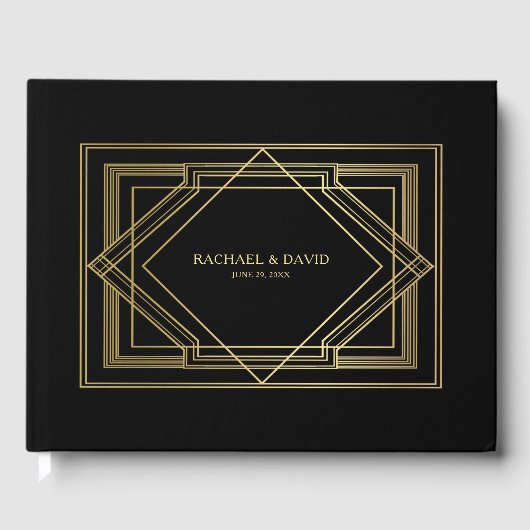 Elegante Art Deco Gatsby Style Wedding Gästebuch (Vorderseite)