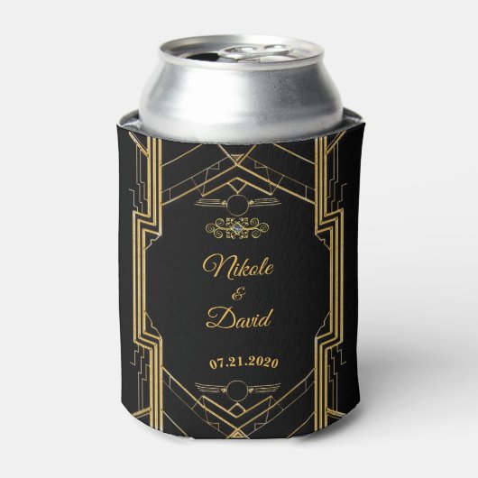 Elegante Art Deco Gatsby Wedding Can Cooler Dosenkühler (Kanne Vorderseite)