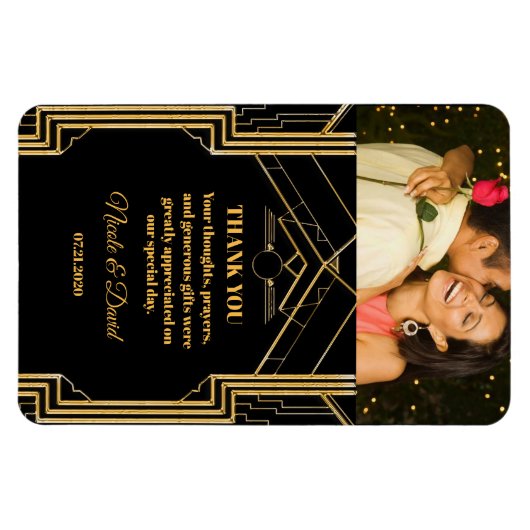 Elegante Art Deco Gatsby Wedding Magnet (Horizontal)