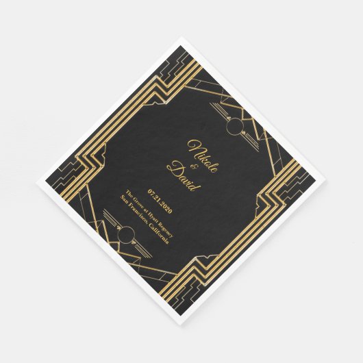 Elegante Art Deco Gatsby Wedding Napkins Serviette (Ecke)
