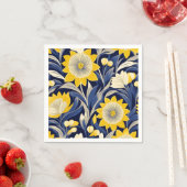 Elegante Art Deco Geometric Navy und Gelb Floral Serviette (Beispiel)