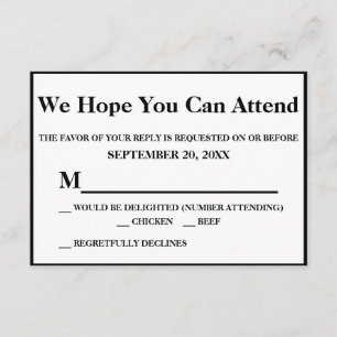Elegante Art Deco Gold auf Black Wedding RSVP Karte