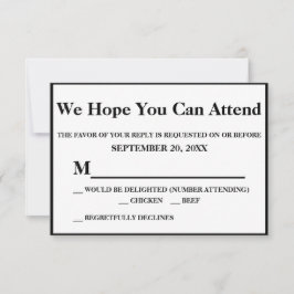 Elegante Art Deco Gold auf Black Wedding RSVP Karte