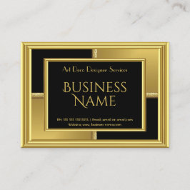 Elegante Art Deco Gold Schwarze Geometrische Metal Visitenkarte