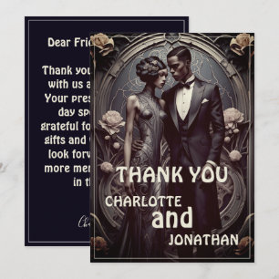 Elegante Art Deco Hochzeit - Danke Karte