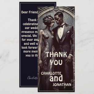 Elegante Art Deco Hochzeit - Danke Karte