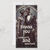 Elegante Art Deco Hochzeit - Danke Karte (Vorderseite)