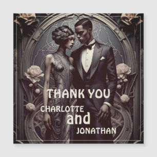 Elegante Art Deco Hochzeit - Danke Karte