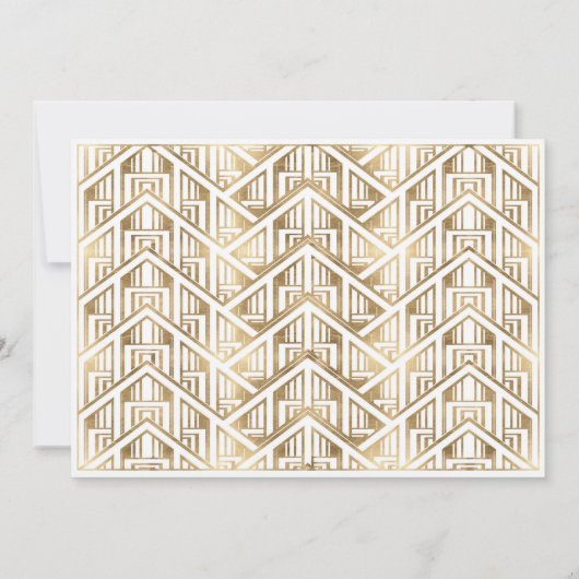 Elegante Art-Déco-Hochzeit Sichern Sie die Datumsk Einladung (Rückseite)